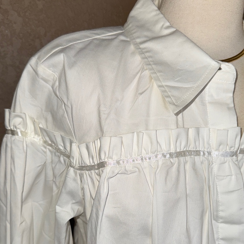 Victor Costa Ruffle Collared Button Front Sleeve … - image 3